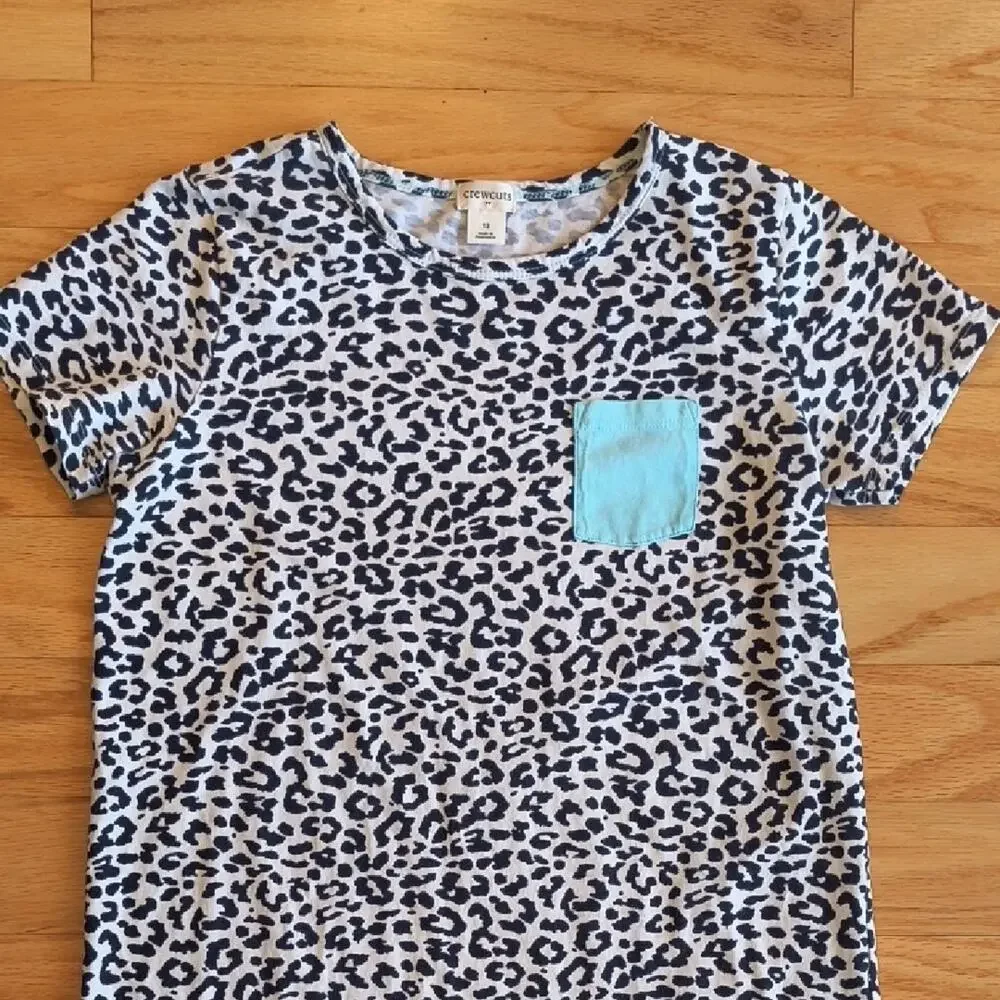 Crewcuts, Leopard Print T-Shirt Dress w/ Front Pocket, Size 12 (EUC)